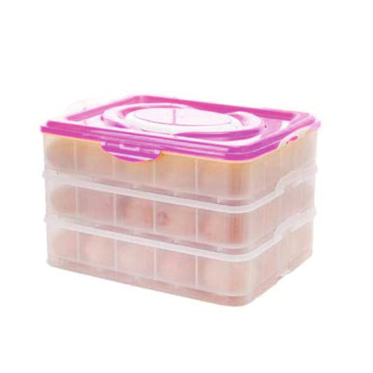 Egg Container 72 Grid Eggs Food Storage Box 3 Layer Shelf Plastic Case Organizer (Multicolor)