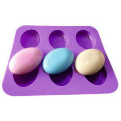 Silicone 6 Cavity Non Stick Egg Shape Soap Cake Chocolate Candy Muffin Bakeware Mould