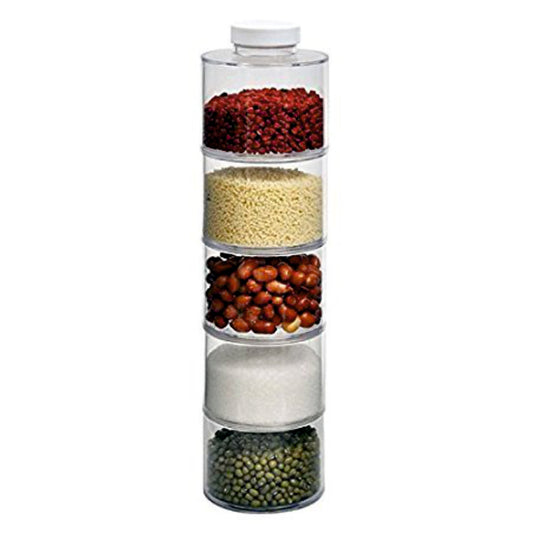 Plastic Spice Tower Acrylic Stacking Bottle with Sifter Lid, Clear