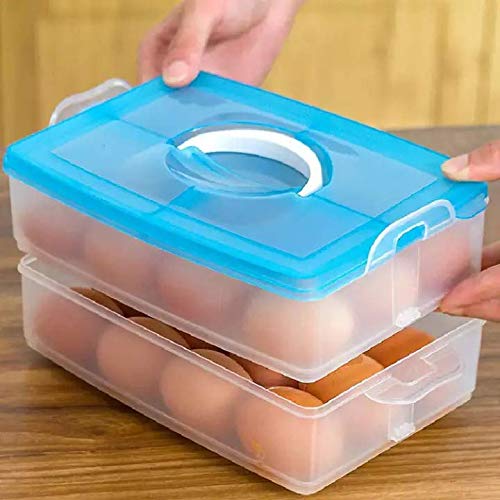 Egg Box 36 Grid Plastic Egg Tray Box Holder Basket Stand Organizer Tray Holder Box with lid for Fridge Kitchen Home (36 Grid Box)