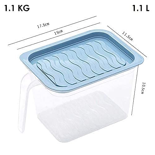 1100 Ml Fridge Organizer Container Square with Handle, Kitchen Food Storage Container, Stack able Air Tight Jars Bins with Lids Handle (PACK OF 4)