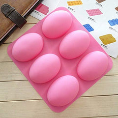 Silicone 6 Cavity Non Stick Egg Shape Soap Cake Chocolate Candy Muffin Bakeware Mould