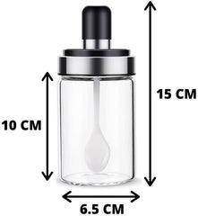 Kitchen Pickle Jar Glass Spice Container With Spoon Bottle For Dining Table, Salt, Tea, Sugar