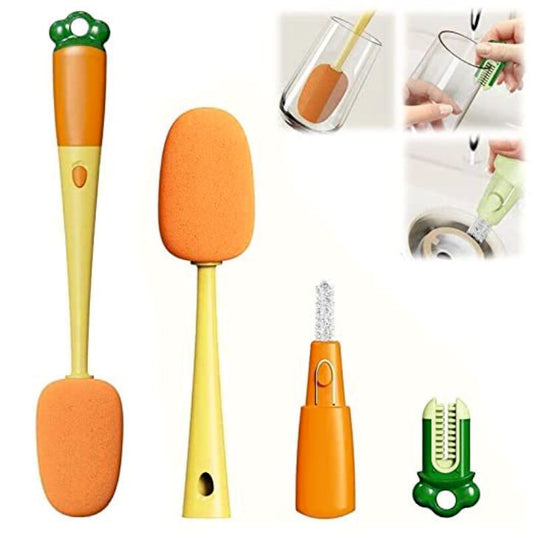 3-in-1 Sponge Cleaning Cup Brush Dish and Wine Glass Cleaner Brush with Long Handle Multifunctional Water Bottle for, Cup Bottle, Glass