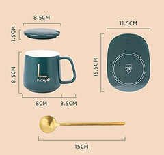 Warmer Plate with Cup Warmer Cup and Heating Plate Warmer Plate Auto Shut Off Heated Coffee Mug Warmer for Coffee, Milk, Tea, Water