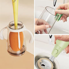 3-in-1 Sponge Cleaning Cup Brush Dish and Wine Glass Cleaner Brush with Long Handle Multifunctional Water Bottle for, Cup Bottle, Glass