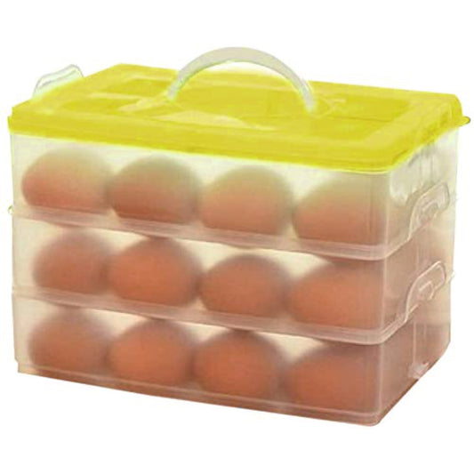 Egg Box 36 Grid Plastic Egg Tray Box Holder Basket Stand Organizer Tray Holder Box with lid for Fridge Kitchen Home (36 Grid Box)