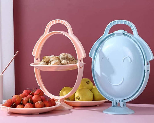 Foldable Fruit Plate Candy Dish Plastic Fruit and Vegetable Tray Stand for Dining Table & Kitchen