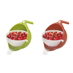 Double-Layer rotatable Drain Bowl and Basket for Washing, draining and Cleaning All Types of Fruits, Vegetables, Noodles, Pasta, Rice, Pulses