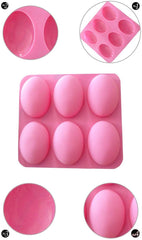 Silicone 6 Cavity Non Stick Egg Shape Soap Cake Chocolate Candy Muffin Bakeware Mould