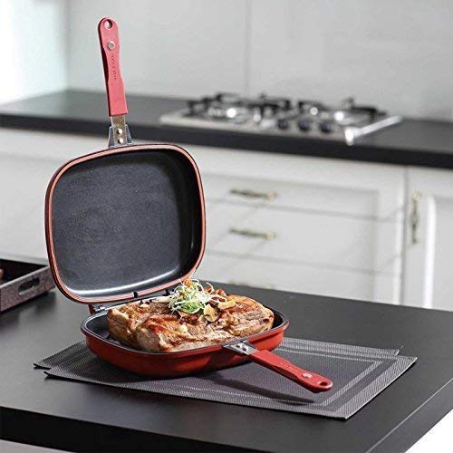 Happy call Nonstick Foldable Double Sided Multi Purpose Frying Grill Pan (Aluminum, Non-Stick)