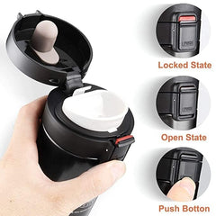 Stainless Steel Coffee Tea Travel Mug Vacuum Spill-Proof Sipper Cap Leak Proof Lid for Hot Cold Drinks