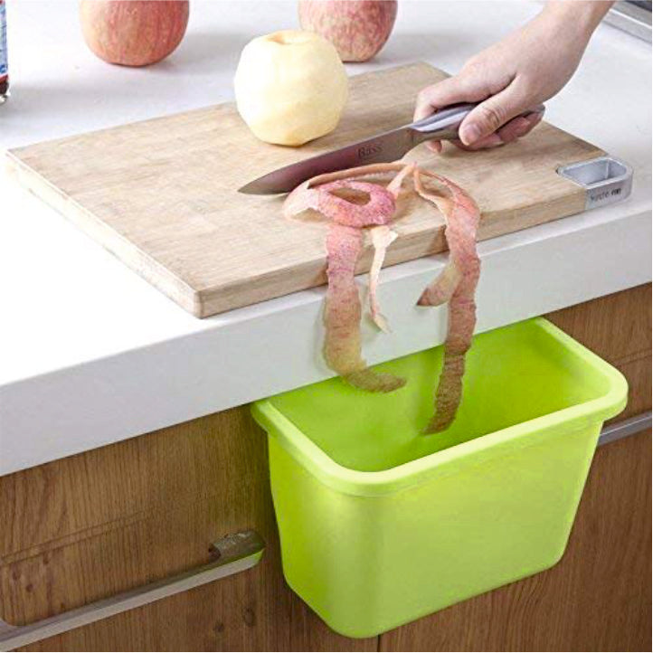 Kitchen Hanging Garbage Bin, Over The Cabinet Door Trash Holder Wastebaskets Trash Can Organizer Cupboard Storage Food Waste Bins Basket Junk Box