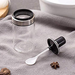 Kitchen Pickle Jar Glass Spice Container With Spoon Bottle For Dining Table, Salt, Tea, Sugar