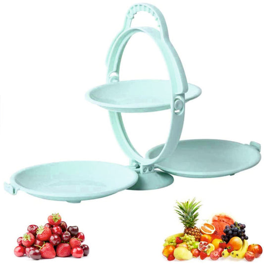 Foldable Fruit Plate Candy Dish Plastic Fruit and Vegetable Tray Stand for Dining Table & Kitchen