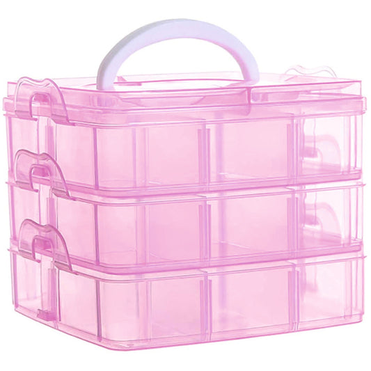 18 Grid Cells Multipurpose Clear Transparent Plastic Storage Box with Removable Partition Jewelry Box Organizer Storage Container 3 Layers