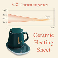 Warmer Plate with Cup Warmer Cup and Heating Plate Warmer Plate Auto Shut Off Heated Coffee Mug Warmer for Coffee, Milk, Tea, Water