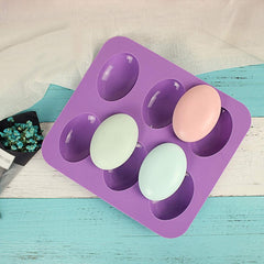 Silicone 6 Cavity Non Stick Egg Shape Soap Cake Chocolate Candy Muffin Bakeware Mould