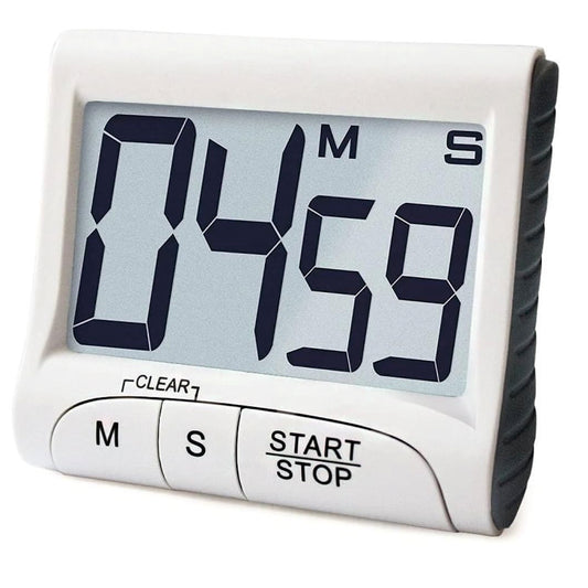 Large Display Kitchen Timer - Digital Timer Magnetic Back Loud Alarm On A Rope- White Cooking Timers
