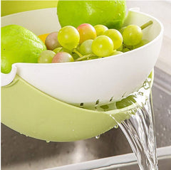 Double-Layer rotatable Drain Bowl and Basket for Washing, draining and Cleaning All Types of Fruits, Vegetables, Noodles, Pasta, Rice, Pulses