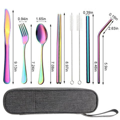 8-Piece Colorful Portable Utensils Set Reusable Silverware Cutlery for Outdoor Travel Camping Dinnerware Set