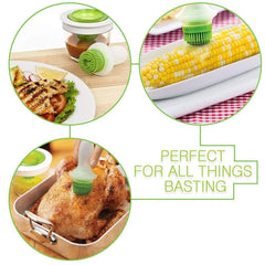 Kitchen Chef's Heat Resistant Basting Set Silicone Oil Brush Dispenser Glass Set for Cooking, BBQ, Baking, and Grilling