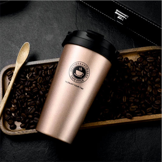 500ML Double Wall Vacuum Cup, Tumbler with Flip Lid Mesh Strainer Hot for Coffee Tea Thermal Bottle Tumbler Vacuum Flasks & Thermos