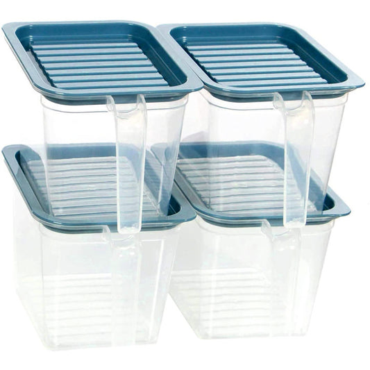 1100 Ml Fridge Organizer Container Square with Handle, Kitchen Food Storage Container, Stack able Air Tight Jars Bins with Lids Handle (PACK OF 4)