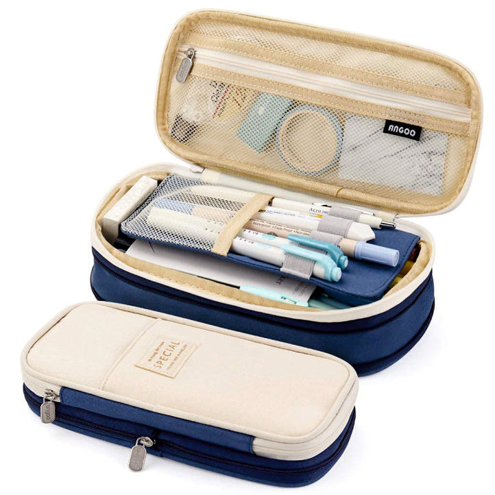 Pencil Pen Case Durable Pencil Bag Stationery Pouch Zipper Canvas Stationary Pouch Organizer Pouches Kids Office School Supplies