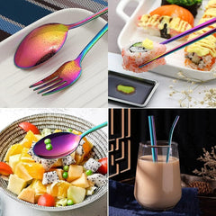 8-Piece Colorful Portable Utensils Set Reusable Silverware Cutlery for Outdoor Travel Camping Dinnerware Set