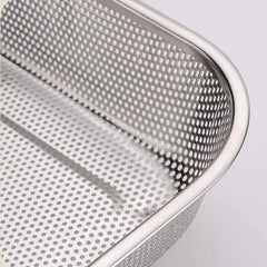 Rectangle Stainless Steel Mesh Sink Strainer Basket Mesh Drainer for Vegetable Fruit (30 x 20 x 6 CM)