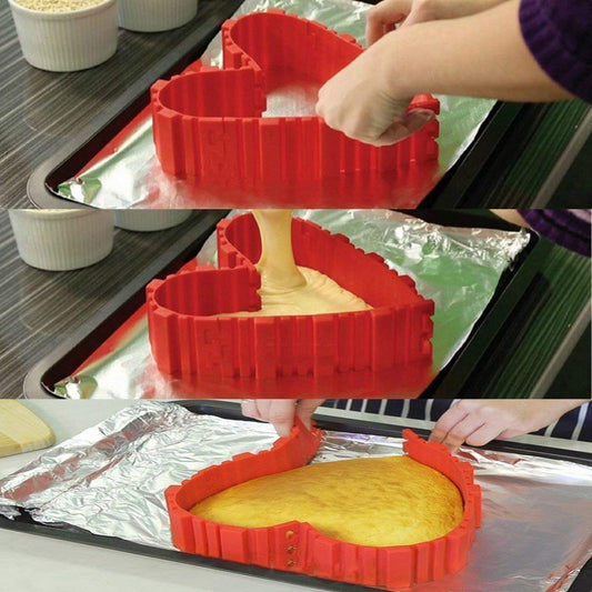 Cake Mold Magic Back Snack, DIY Baking Mould Tool Design Your Pastry Dessert with Any Pan Shape, 4Pcs Set Non Stick