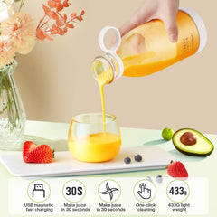 420ml Portable Juice Blender Bottle Mixer Fruit Juicer Maker Machine Electric USB Rechargeable Mini Grinder for Juices, Shakes and Smoothie