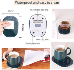 Warmer Plate with Cup Warmer Cup and Heating Plate Warmer Plate Auto Shut Off Heated Coffee Mug Warmer for Coffee, Milk, Tea, Water