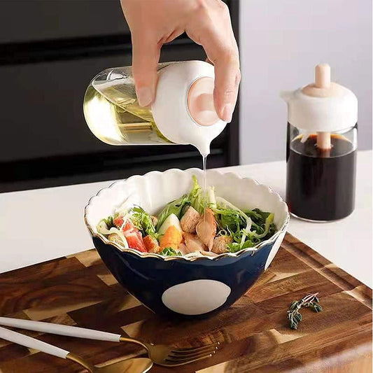 Olive Oil Dispenser Bottle Non-Drip Spout Condiment Container 230ml with Silicone Brush