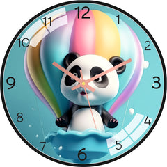 Cute Panda Holding Balloon Wall Clock