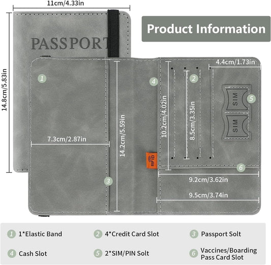 Passport Holder and Debit Credit Card Wallet and Wallet Organizers Case with RFID Protection for Daily Use