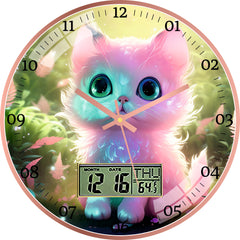 Beautiful Pink Cat Wall Clock