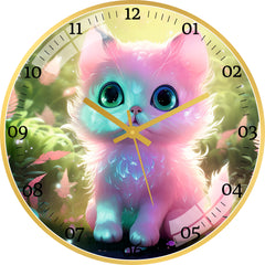 Beautiful Pink Cat Wall Clock