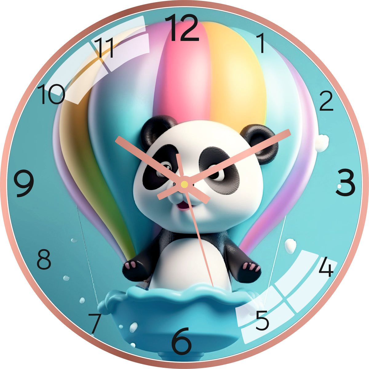 Cute Panda Holding Balloon Wall Clock